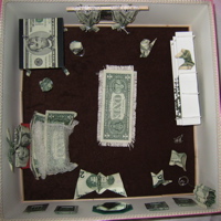 Replica apartment made offolded money