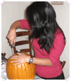 Carving pumpkins for Halloween